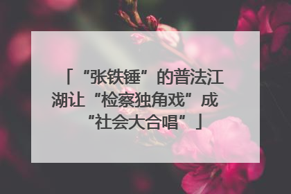 “张铁锤”的普法江湖让“检察独角戏”成“社会大合唱”