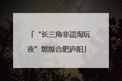 “长三角非遗淘玩夜”燃爆合肥庐阳