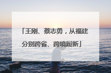 王刚、蔡志勇，从福建分别跨省、跨境履新