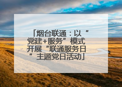 烟台联通：以“党建+服务”模式开展“联通服务日”主题党日活动