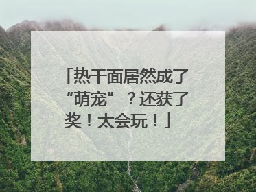 热干面居然成了“萌宠”？还获了奖！太会玩！