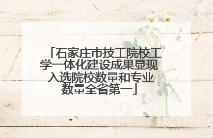 石家庄市技工院校工学一体化建设成果显现 入选院校数量和专业数量全省第一