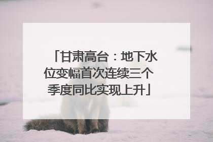 甘肃高台：地下水位变幅首次连续三个季度同比实现上升