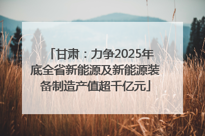 甘肃：力争2025年底全省新能源及新能源装备制造产值超千亿元