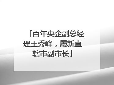 百年央企副总经理王秀峰，履新直辖市副市长