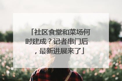 社区食堂和菜场何时建成？记者串门后，最新进展来了