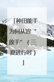 种田能手为何从容“放手”（三夏进行时）