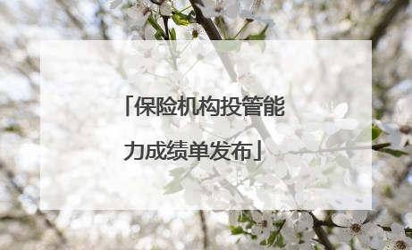 保险机构投管能力成绩单发布