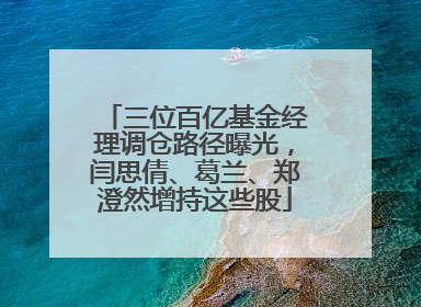 三位百亿基金经理调仓路径曝光，闫思倩、葛兰、郑澄然增持这些股