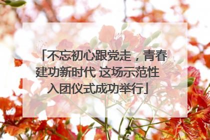 不忘初心跟党走，青春建功新时代 这场示范性入团仪式成功举行