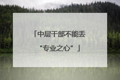 中层干部不能丢“专业之心”