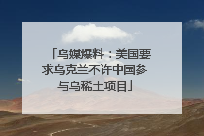 乌媒爆料：美国要求乌克兰不许中国参与乌稀土项目