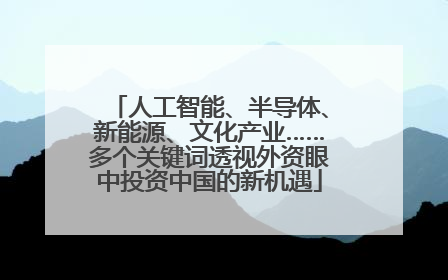 人工智能、半导体、新能源、文化产业……多个关键词透视外资眼中投资中国的新机遇