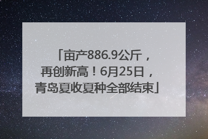 亩产886.9公斤，再创新高！6月25日，青岛夏收夏种全部结束