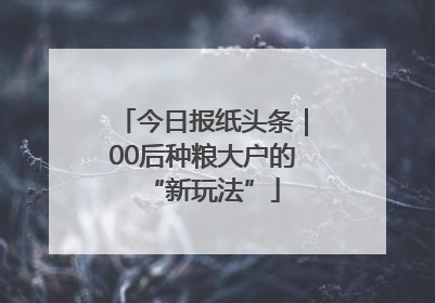 今日报纸头条｜00后种粮大户的“新玩法”