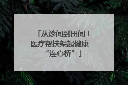 从诊间到田间！医疗帮扶架起健康“连心桥”