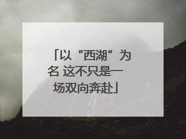 以“西湖”为名 这不只是一场双向奔赴