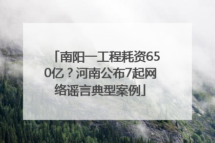 南阳一工程耗资650亿？河南公布7起网络谣言典型案例