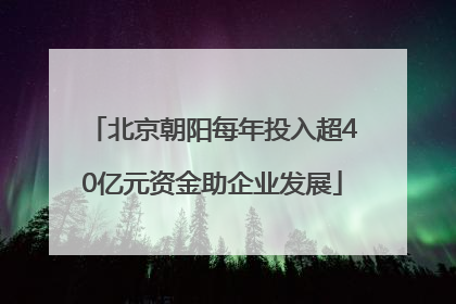 北京朝阳每年投入超40亿元资金助企业发展