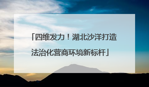 四维发力！湖北沙洋打造法治化营商环境新标杆