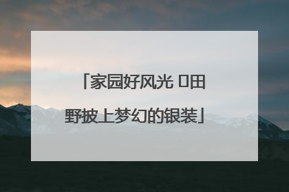 家园好风光 ⎮田野披上梦幻的银装