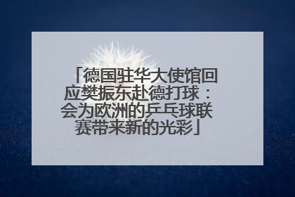 德国驻华大使馆回应樊振东赴德打球：会为欧洲的乒乓球联赛带来新的光彩