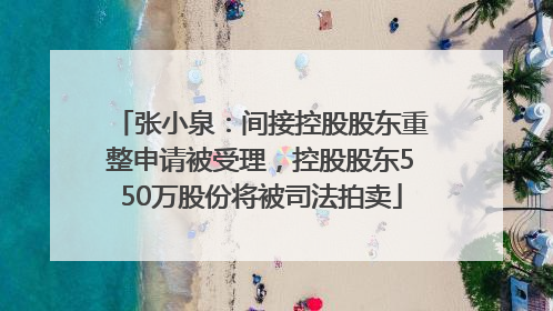 张小泉：间接控股股东重整申请被受理，控股股东550万股份将被司法拍卖