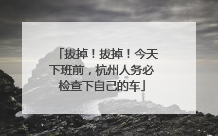 拔掉！拔掉！今天下班前，杭州人务必检查下自己的车