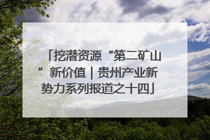 挖潜资源“第二矿山”新价值｜贵州产业新势力系列报道之十四