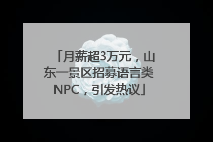 月薪超3万元，山东一景区招募语言类NPC，引发热议