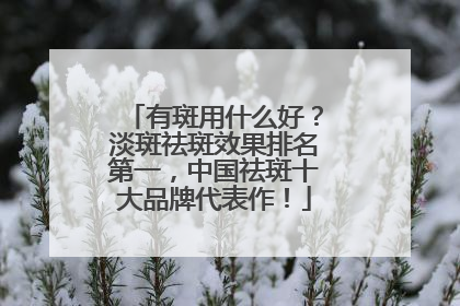 有斑用什么好？淡斑祛斑效果排名第一，中国祛斑十大品牌代表作！