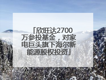 欣旺达2700万参投基金，对家电巨头旗下海尔新能源股权投资