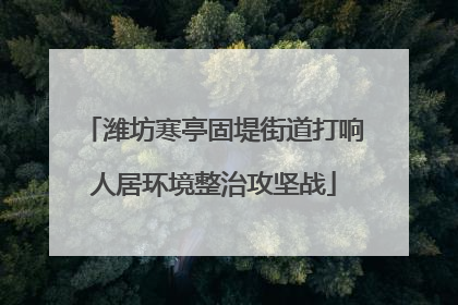 潍坊寒亭固堤街道打响人居环境整治攻坚战