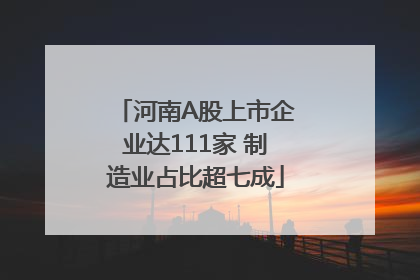 河南A股上市企业达111家 制造业占比超七成