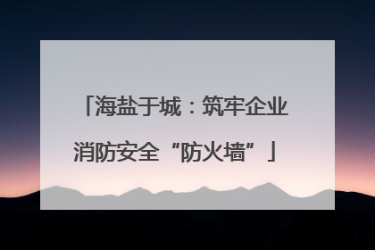 海盐于城：筑牢企业消防安全“防火墙”