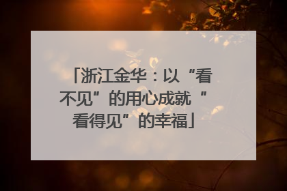 浙江金华：以“看不见”的用心成就“看得见”的幸福