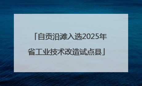 自贡沿滩入选2025年省工业技术改造试点县