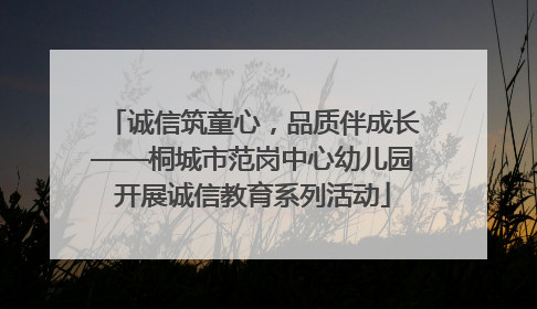 诚信筑童心，品质伴成长——桐城市范岗中心幼儿园开展诚信教育系列活动