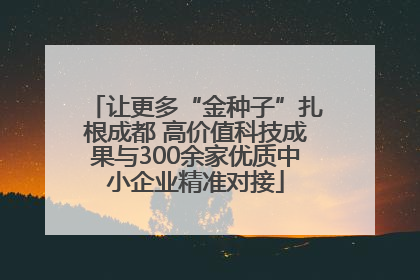 让更多“金种子”扎根成都 高价值科技成果与300余家优质中小企业精准对接