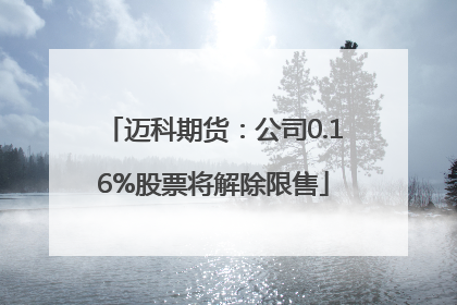 迈科期货：公司0.16%股票将解除限售