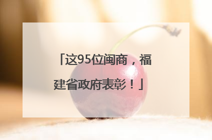 这95位闽商，福建省政府表彰！