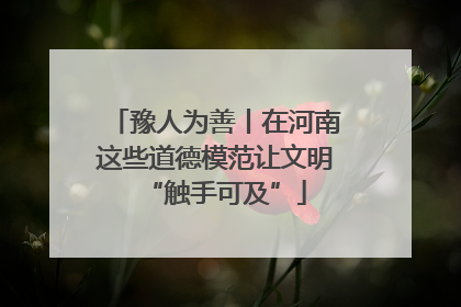 豫人为善丨在河南这些道德模范让文明“触手可及”