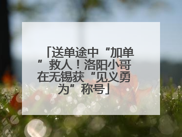 送单途中“加单”救人！洛阳小哥在无锡获“见义勇为”称号