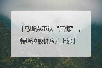 马斯克承认“后悔”，特斯拉股价应声上涨
