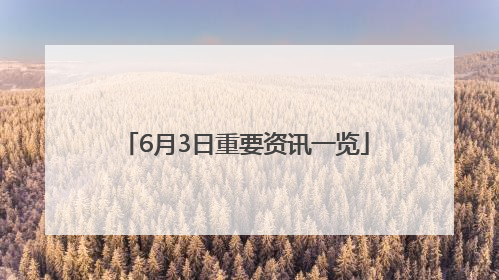 6月3日重要资讯一览